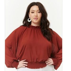 Plus Size Smocked Chiffon Top